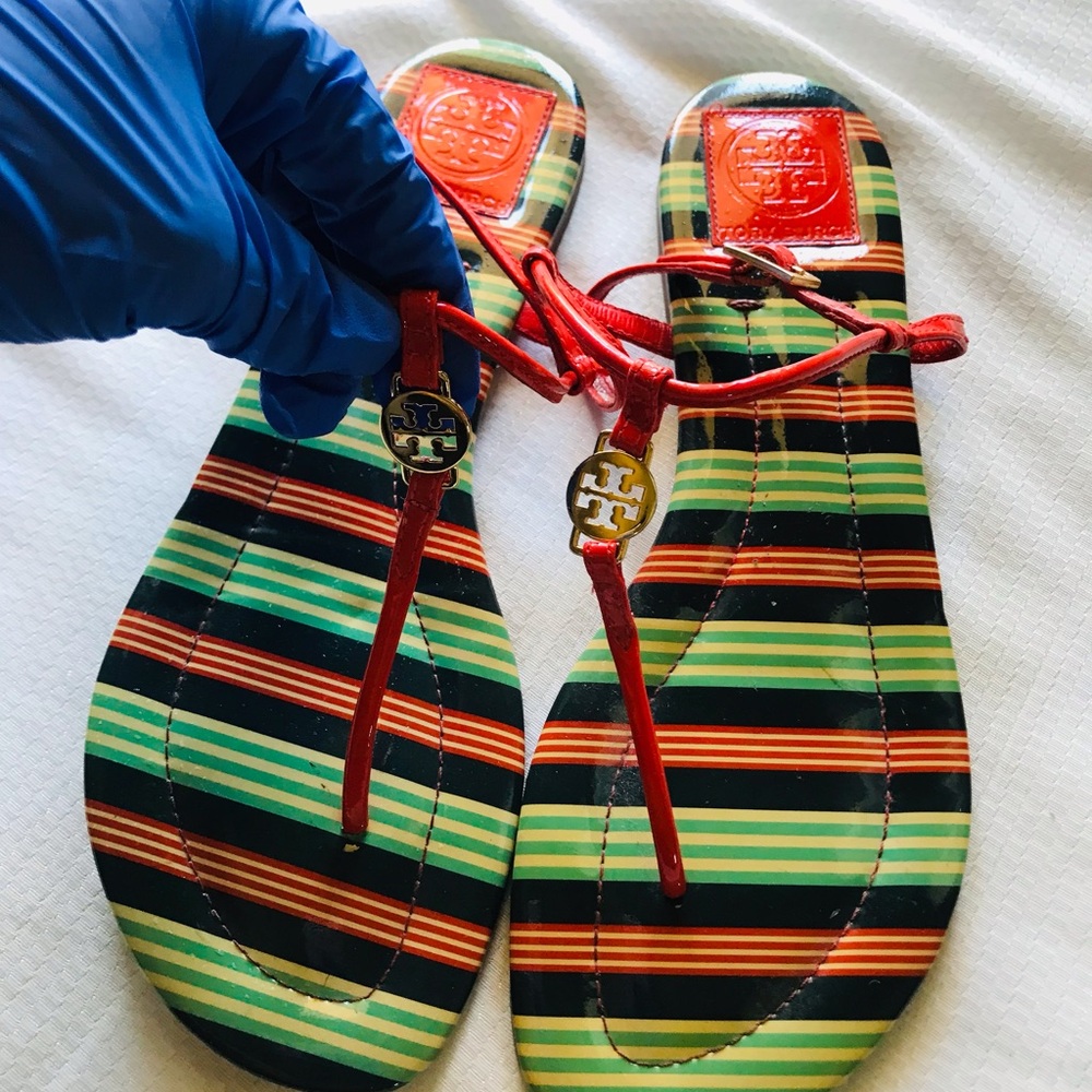 Tory Burch Striped Sandals - Red and Green - Picture 4 of 7